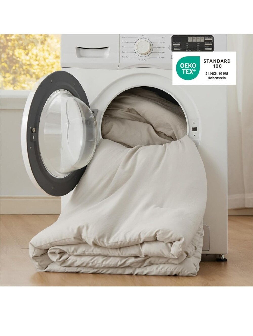 Bedsure Oversized King Comforter Set Soft Prewashed for All Season Beige 3 Piece - Picture 6 of 12